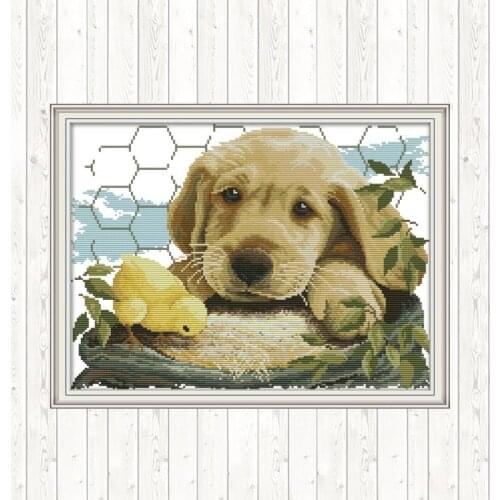 Dog Love Cross-stitch Kits Embroidery Plastic Canvas Patterns Kits DMC Counted DIY Needlework Wall Home Decor Cross Stitch Kits