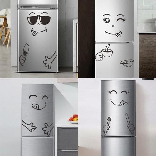 Hot Smile Face Wall Sticker Happy Delicious Face Fridge Stickers Yummy for Food Furniture Decoration Art Poster DIY Stickers