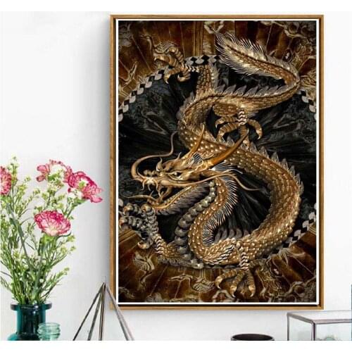NEW Diamond Embroidery Chinese Gold Dragon Modern Wall Art Pop Art Wall Frames Picture for Living Room