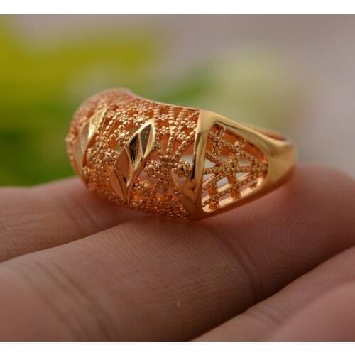 Ethiopian Wholesale Gold Ring for Men Women Girls Gift Gold Color Classic Wedding Bands Rings Jewelry