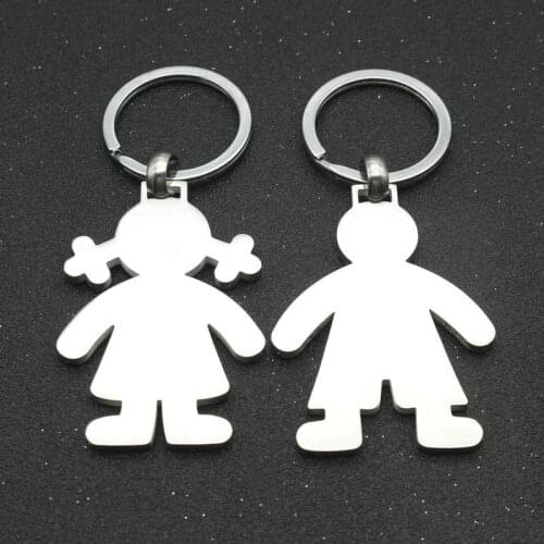Original Brand Design Keychain Silver Color Stainless Steel Key Chain Lovely Boy Girl Men Women Bag Pendant Car Keyring Jewelry