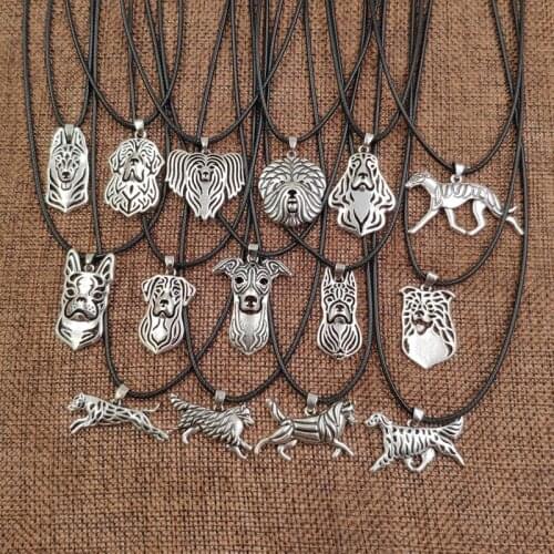 Dog Animal Pendant Rope Necklace Whippet Antique Retro Husky Poodle Jewelry For Women Male Female Ladies Punk Cute