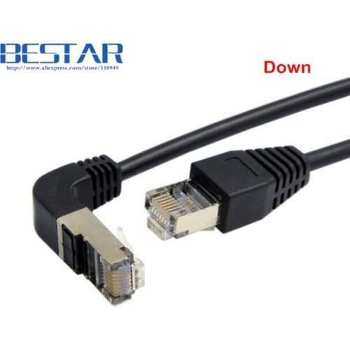 0.5m 1m 2m 3m 5m Elbow Down Angled Cat5e 8P8C STP Cat5 Cat 5e RJ45 Lan Ethernet Network Patch Cord to Straight Cable Angle RJ 45