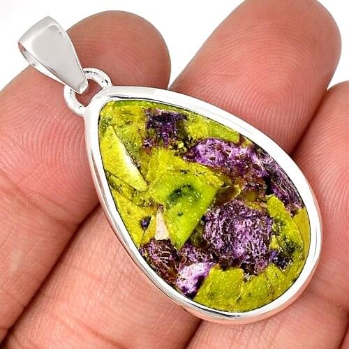 Genuine STICHTITE Pendant 925 Sterling Silver, Total Length : 43.3 mm, AP7012