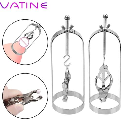 VATINE 1 Pair Metal Nipple Clips Torture Play Clamps Adult Games Adjustable Nipple Stimulator Retention Device Bondage