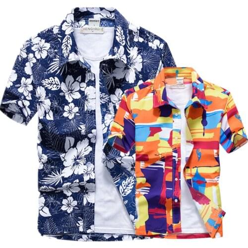 Mens Shirt Summer Short Sleeved Shirt Loose Beach Flower Shirts Hawaiian Seaside Vacation Travel Short Sleeved Upper Clothes