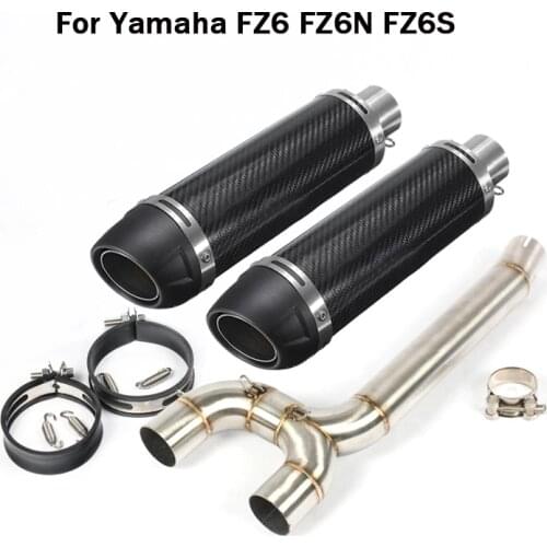 For Yamaha FZ6 FZ6N FZ6S Exhaust Pipe Muffler Removable DB Killer Silencer Slip On Dual-outlet Mid Pipe Connection Link Tube