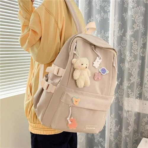 Backpacks For School Teenagers Girls Multifunctional Backpack Cartoon Pendant Travel Bag Female High Capacity Schoolbag Casuals