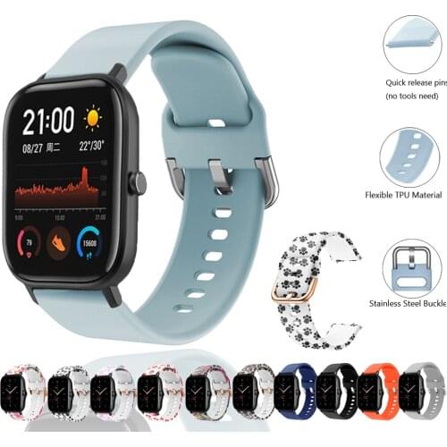 Strap for Amazfit GTS 2 2e/GTR 42mm 47mm 2 2e/Stratos 2 Silicone Replacement Watchband Bracelet Amazfit bip/bip lite wristbbelts