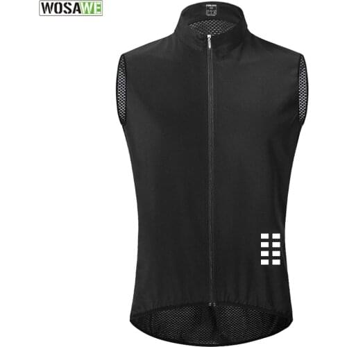 WOSAWE Reflective Cycling Vest Windproof Lightweight Ciclismo Mtb Bike Sleeveless Jersey Breathable Mesh Clothing Cycling Gilet