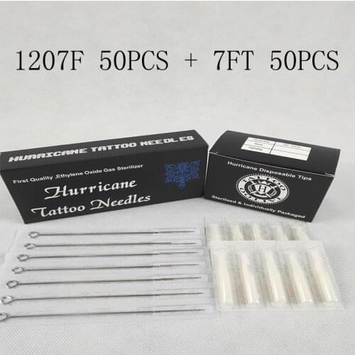 Tattoo Needles Tip (7F+7FT) 50pcs Disposable Tattoo Needles and 50pcs Matched Tips tattoo needle with tips tattoo kit