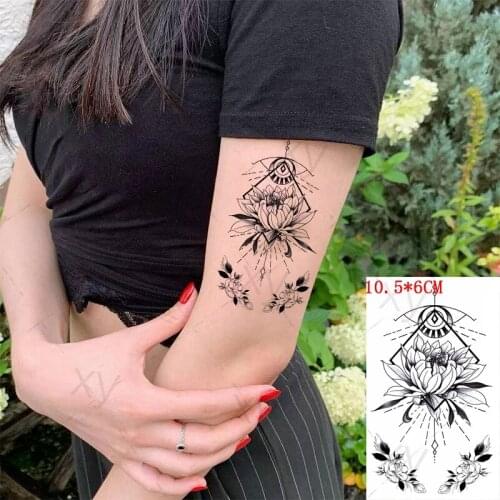 Waterproof Temporary Tattoo Sticker Lotus Sunflower Leaf Light Flash Tatoo Fake Tatto for Woman Men Girls 10.5*6cm