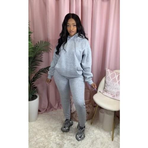 Womens long-sleeved Hooded and pants two-piece suit Women Clothing Fashion soild color Tracksuit
