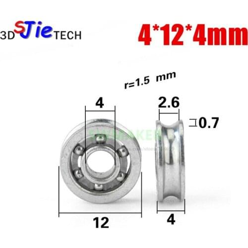 100pcs 4*12*4mm screen U grooved wheels window wheels /roller / guide wheels, 12mm grooves, bearing ball rollers, line guides