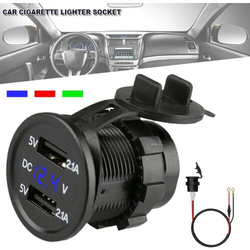 12v Car Charger Double Usb Port Dual Cigarette Socket Lighter Power Adapter Universal Mobile Phone Car-charger
