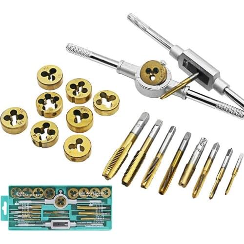 20pcs/set Professional Titanium lating Dies Metric M3-M12 Screw With Tap Electrical Repair Tools