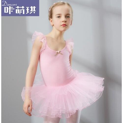 2018 New Children Ballet Dance Costume Girls Summer Short Sleeved Clothes Children Gymnastics Ballet Skirt Dress Costume B-3360