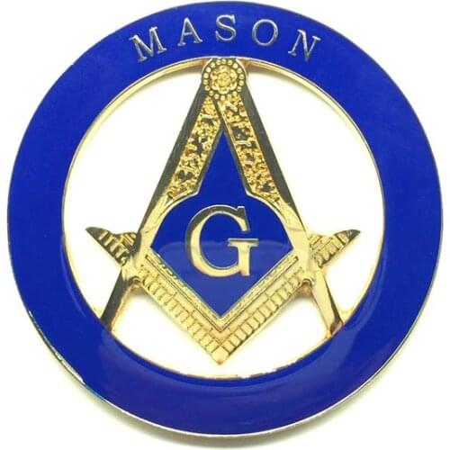 3" Masonic Car Emblem Gold Mason Symbol Auto Truck Motorcycle Decal Sticker Badge With Red Adhesive