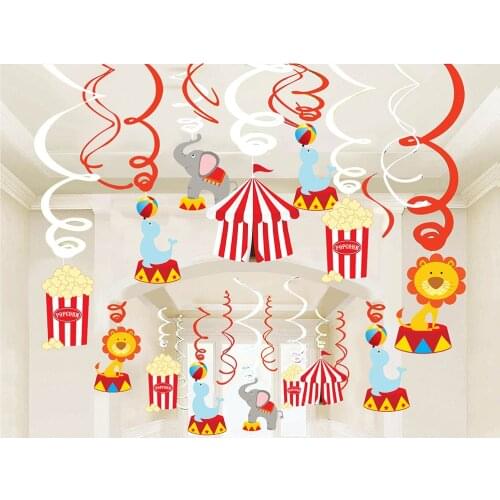 30pcs Cartoon Animal Foil Spirals Carnival Circus Party Decorations Hanging Swirl For Kids Happy Birthday Party DIY Party Favors