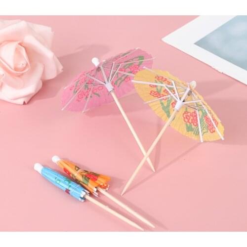 50pcs Party table setting small props small paper umbrellas fruit sticks bar umbrella straws new