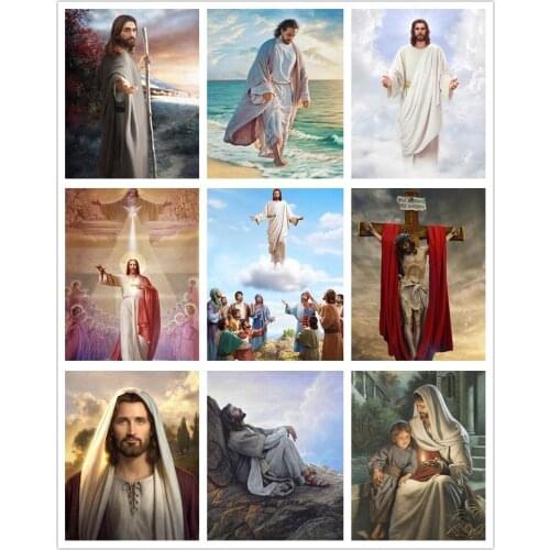 5D DIY Diamond Painting Religious Christian Jesus Diamond Embroidered Landscape Cross Stitch Kit Full Rhinestone Christmas Gift