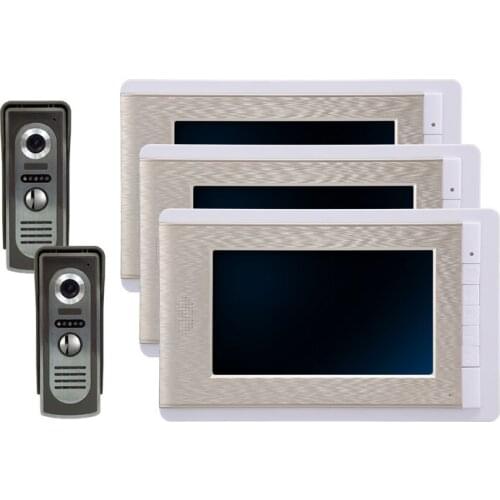 7 Inch Metal LCD Monitor Video Door Phone 2V3 Wired Intercom System