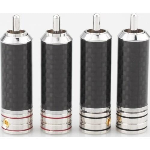Audiocrast RCA Phono Plug HIFI Analogue cable Plug Carbon Fiber RCA Plug Rhodium Plated DIY