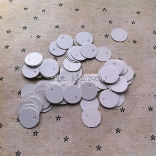 Free shipping in stock 2x2cm round shape blank tag/350gsm white cardboard paper tags/paper card hang label