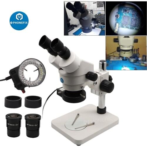 7X - 45X Binocular Stereo Microscope Stereo Zoom Continuous Zoom Magnification Microscope Phone PCB Repair Soldering Microscope