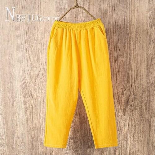 Summer Thin Loose Cotton Linen Women Pants 5 Colors Can Choose Female Trousers
