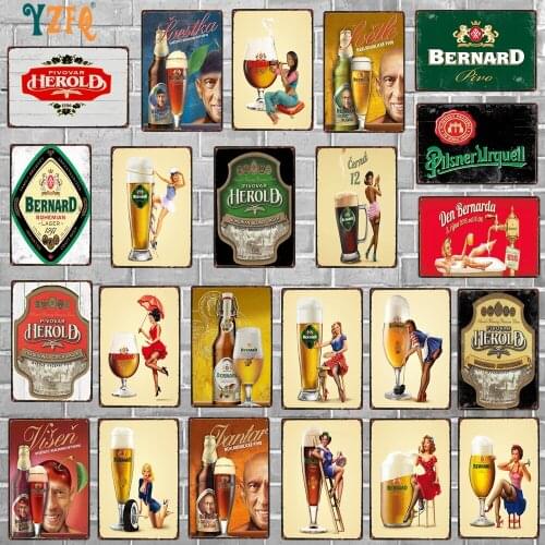 Czech Beer Vintage Metal Plates For Wall Bar Home Pub Art Kitchen Coffee Decor 30X20CM DU-10032B