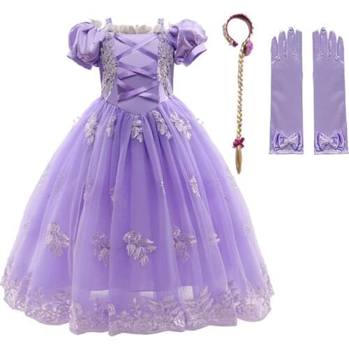 Kids Princess Party Role Play Sofia the First Disguise Dress for Baby Girls Fancy Carnival Costume Child Christmas Purple Frocks