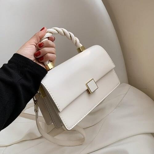 Rope Shape Handle Design PU Leather Small Crossbody Bags For Women 2021 Female Shoulder Purses And Handbags Ladies Totes