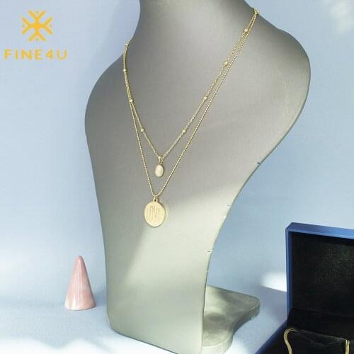 FINE4U N845 Double Layered Love Heart Pendant Necklace for Women Dainty Layering Y Chain Necklaces Bohemia Jewelry