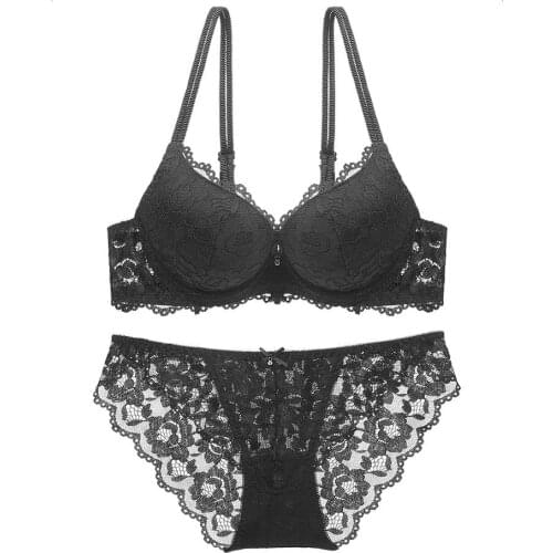 New Womens underwear Set Lace Sexy Push-up Bra And Panty Sets Comfortable Brassiere Embroidery Cotton Lingerie