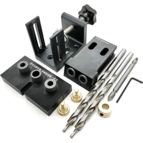 Woodworking Inclined Hole Doweling Jig Kit Adjustable Oblique Pocket Hole Jig 9mm Drill Bits Hole Puncher Carpentry Tools