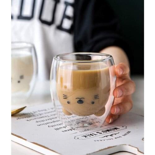 Creative Cute Bear Double-layer Coffee Mug Milk Glass Heat Insulation and Anti-scald Cartoon Baby Duckling Animal