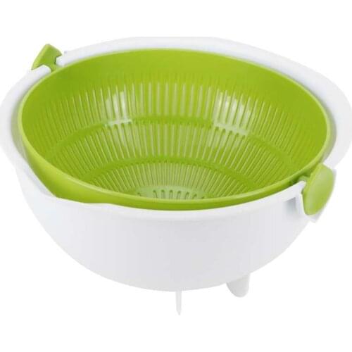 Kitchen Green Flip Type Drain Basket Double Layer Household Fruit Plate Washing Plate