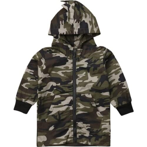 FOCUSNORM Toddler Kids Baby Boys Coat Camouflage Dinosaur Zipper Coat Hoodie Top Hooded Outwear