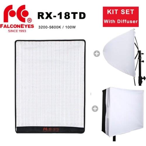 Falcon Eyes RX-18TD 100W LED Photo Video Light Portable LED Photo Light 504pcs Flexible LED Film Shooting Light + Diffuser Kit
