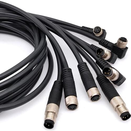 M8 Sensor Connector Cable Waterproof plug Male&Female Straight Angle 4 5 Pin +2m PVC line