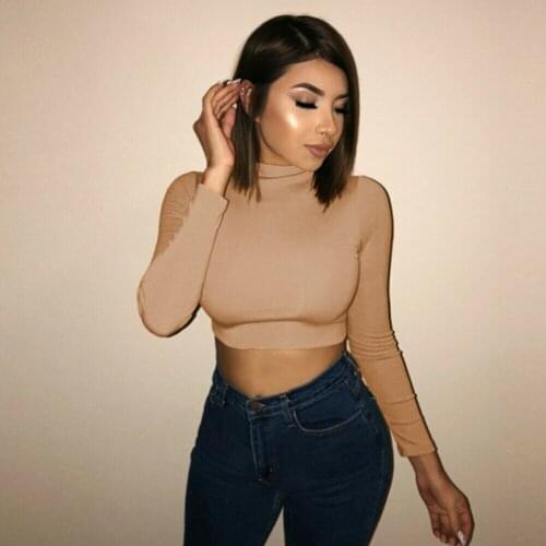 Hirigin Fashion Womens Solid Color Bandage T-shirt Clubwear 2019 New Summer Crop Tops Skinny Solid Basic Casual Tee Shirt Tops