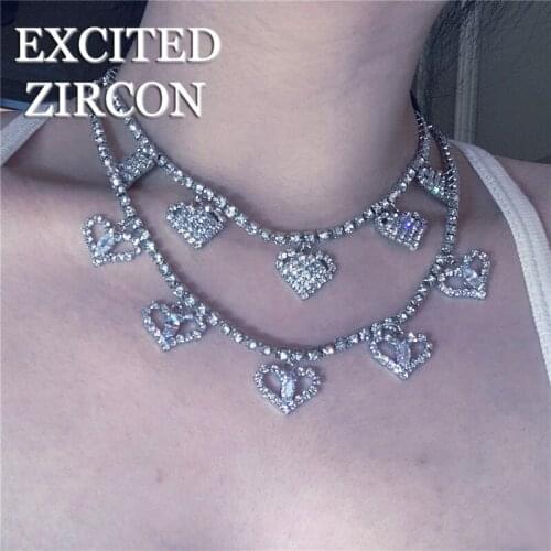 Fashion Luxury Woman Necklace Collar Necklace Sexy Zircon Crystal Rhinestone Love Round Bow Necklace Wedding Bridal Jewelry