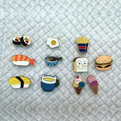 Fashion Enamel Lapel Cartoon Pins Drink Food Ice Cream Mix Brooches Badges Backpack Cute Pin Gifts For Friends Wholesale Jewelry