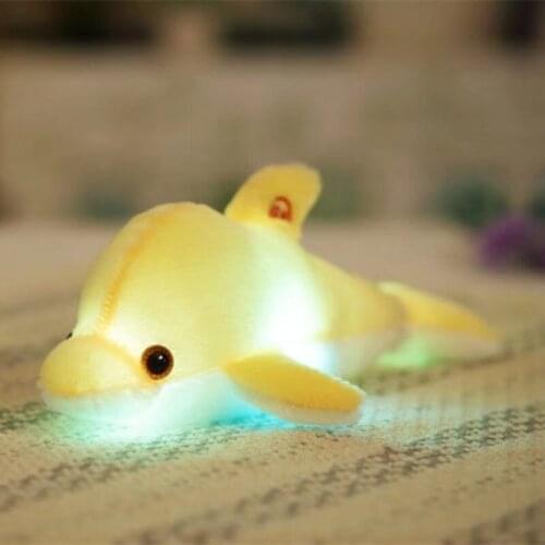 Cartoon Dolphin Plush Toy Luminous Toy Colorful Glowing Music Dolphin Stuffed Doll Baby Gifts Birthday Children Girl Room Decor