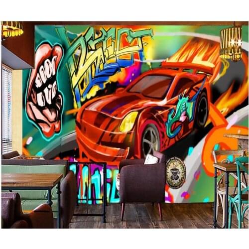 Custom photo mural 3d wallpaper Retro nostalgic graffiti car wall painting bar dining 3d wall murals wallpapers for walls 3 d