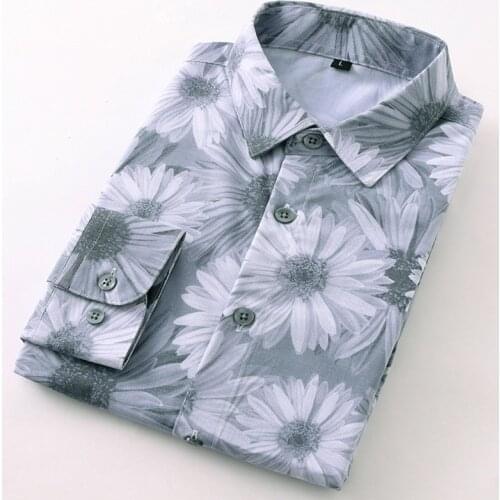 New autumn High-end mens shirts Fashion printed mens slim long-sleeved shirt Large size 5XL 6XL 7XL