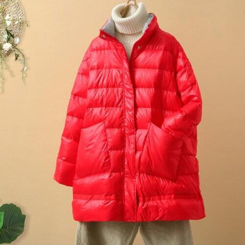 New Autumn Winter Female Warm Parkas Snow Outwear 90% Ultra Light White Duck Down Jacket Women Loose Down Coat Parkas