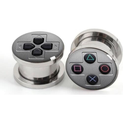 Wholesale Ear Gauge Plugs Game Console Stainless Steel Screw Fit Flesh Tunnel Plug Eyelet Body Piercing Jewelry AW41001