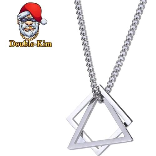 Triangle Square Pendant Necklace Men Hip-Hop RAP Street Culture Titanium Stainless Steel Classic Chain Necklace Men Jewelry Gift